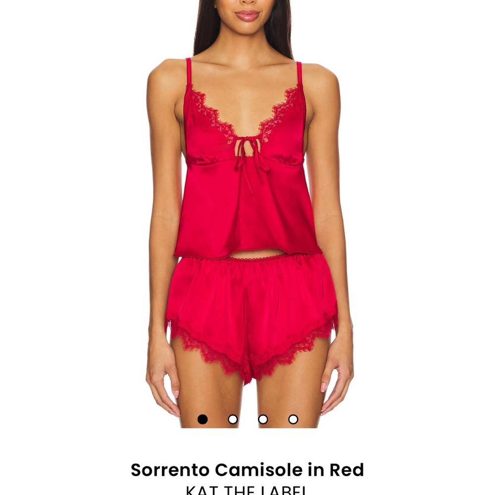 Anthropologie Red Pajama Set with Lace Details